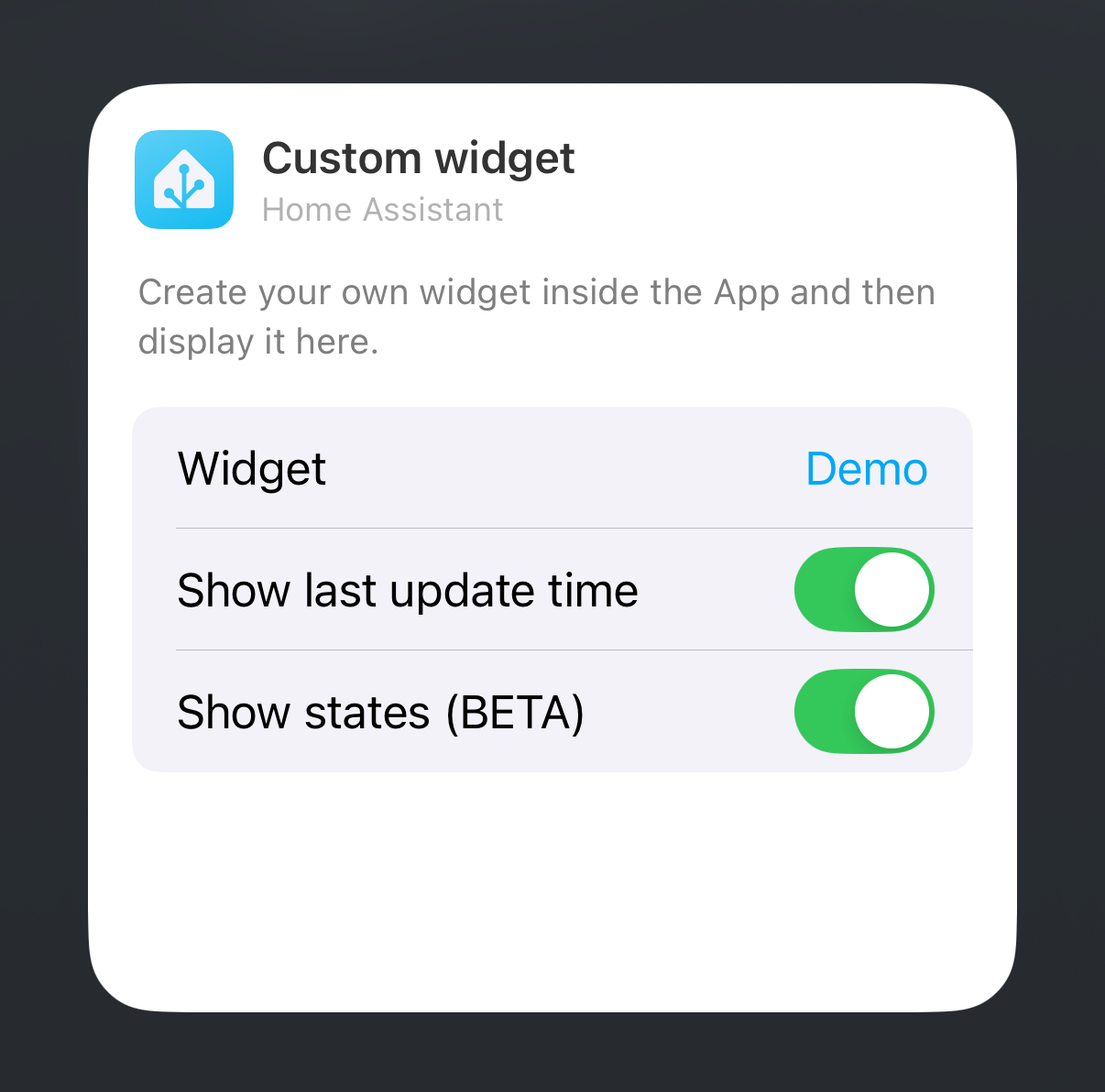 Custom Widget Configuration