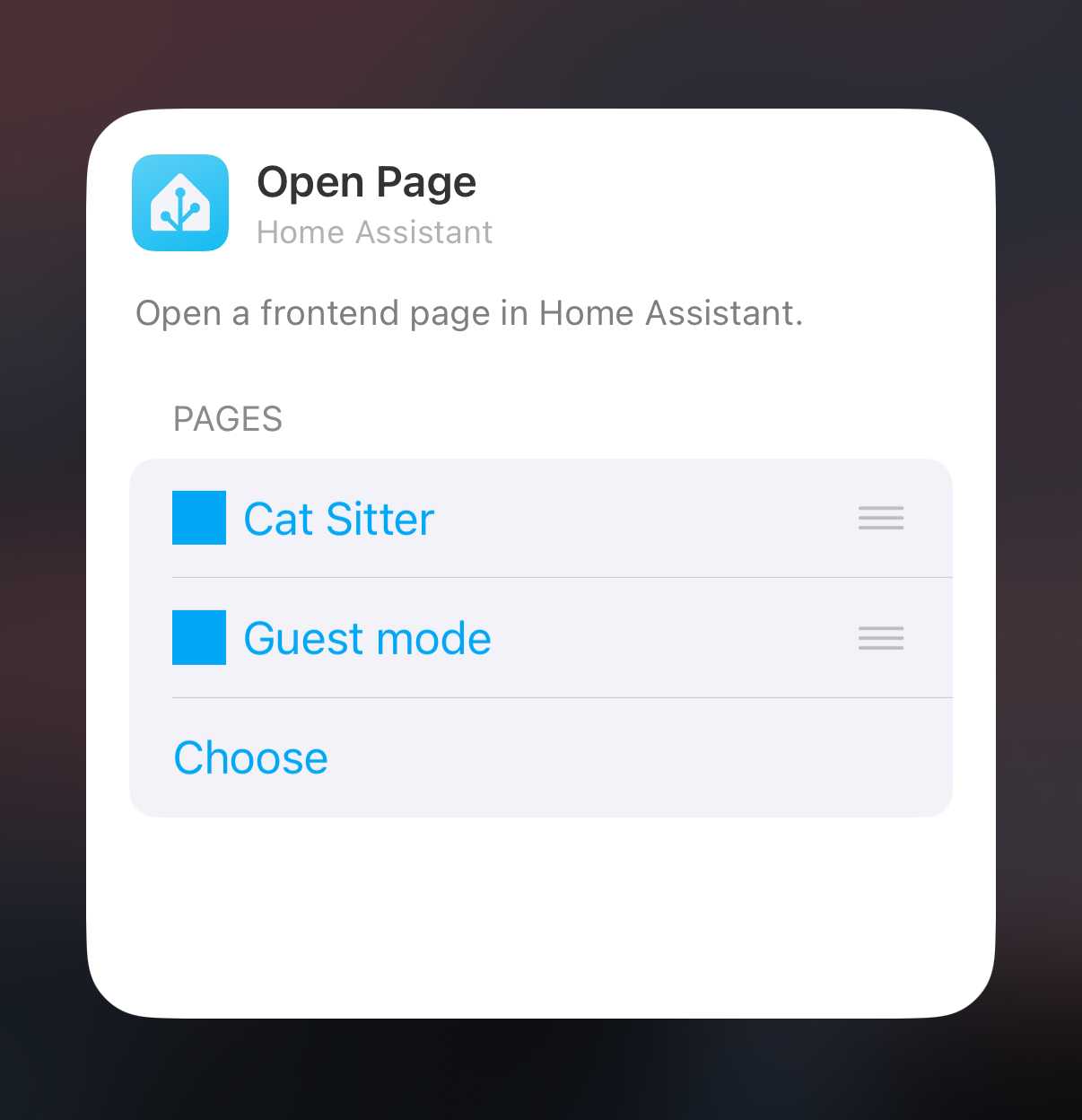 Open Page Widget Configuration